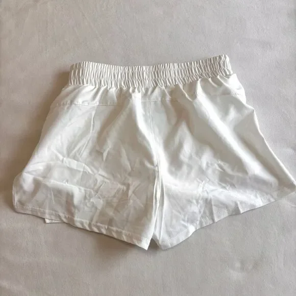 White Athletic Training Shorts with built-in spandex shorts, Size Small, White - Picture 2 of 5